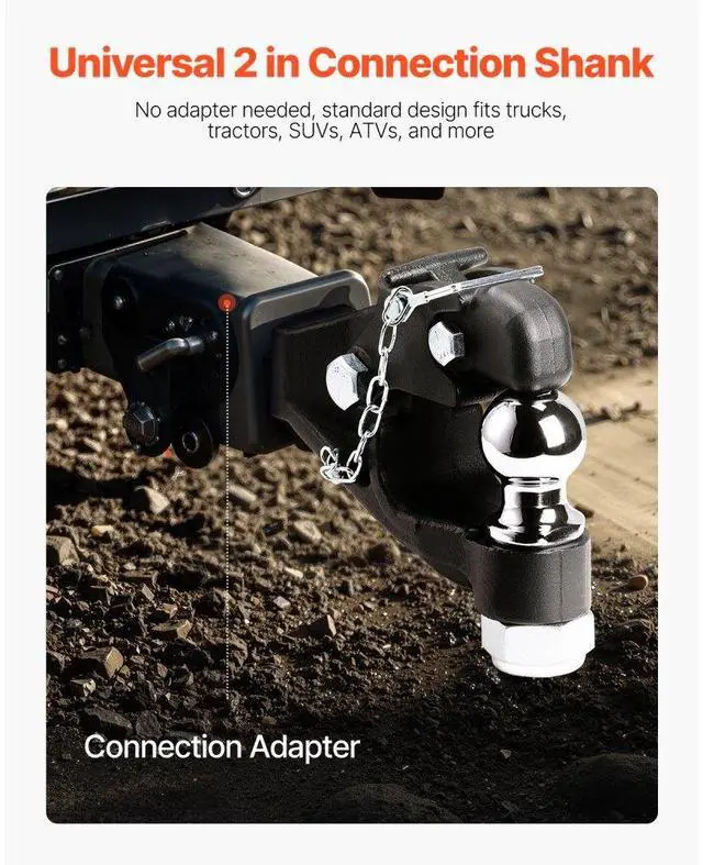 Alt view image 4 of 7 - VEVOR Pintle Hitch 2 inches Receiver Hook for 2.5 to 3 inches Lunette Ring 16000 lbs