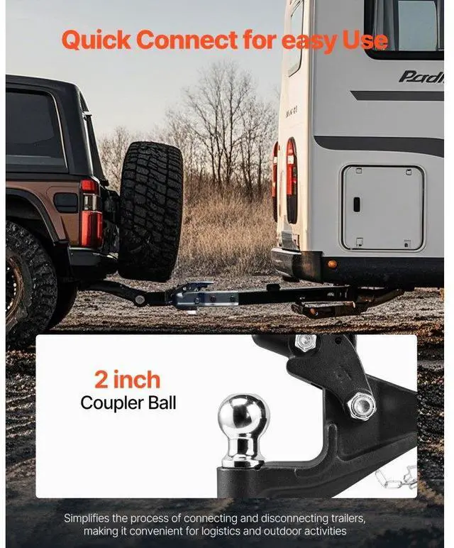 Alt view image 6 of 7 - VEVOR Pintle Hitch 2 inches Receiver Hook for 2.5 to 3 inches Lunette Ring 16000 lbs