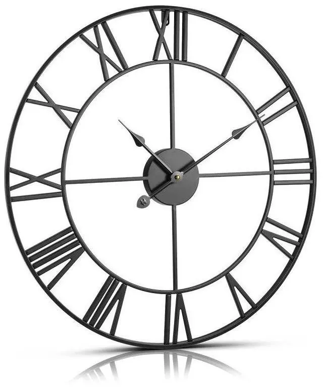 Main image of Wall Clock Alarm Clock 24 in Roman Numerals Battery Operated Silent Clocks for Living Room