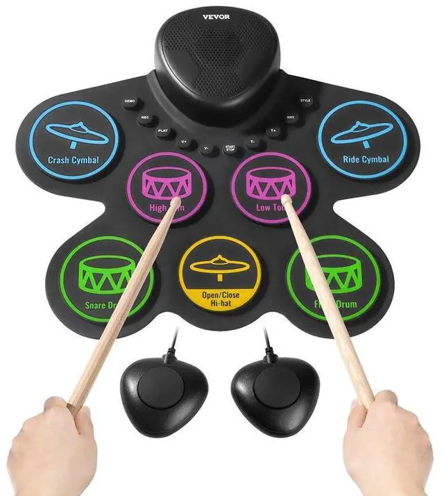 Main image of VEVOR Electric Drum Set 7-Pad with Headphone Jack Pedals Speaker for Beginners & Kids
