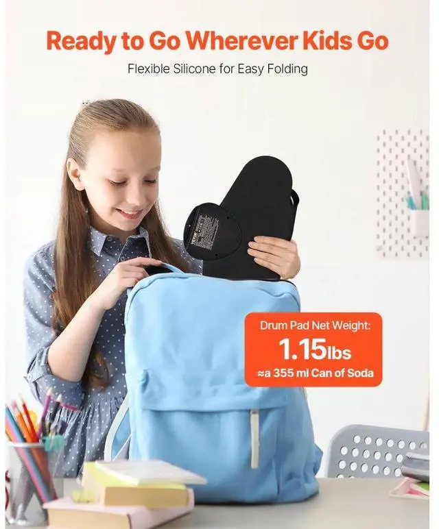 Alt view image 5 of 7 - VEVOR Electric Drum Set 7-Pad with Headphone Jack Pedals Speaker for Beginners & Kids