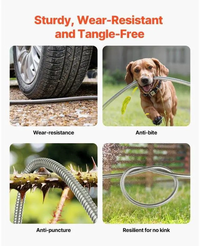 Alt view image 3 of 7 - 150ft Metal Garden Hose Stainless Steel Water Hose Lightweight No Kink