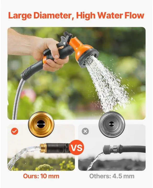 Alt view image 5 of 7 - 150ft Metal Garden Hose Stainless Steel Water Hose Lightweight No Kink