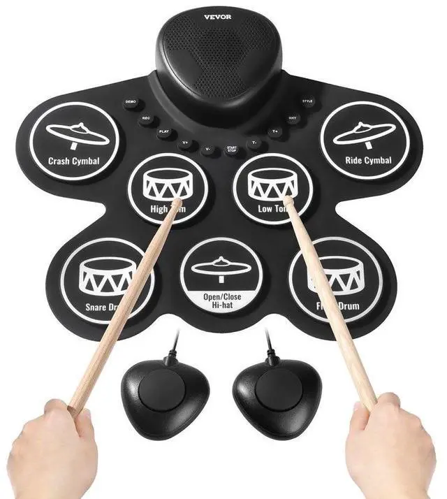 Main image of VEVOR Electric Drum Set 7-Pad with Headphone Jack Pedals Speaker for Beginners & Kids
