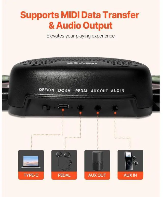 Alt view image 6 of 7 - VEVOR Electric Drum Set 7-Pad with Headphone Jack Pedals Speaker for Beginners & Kids