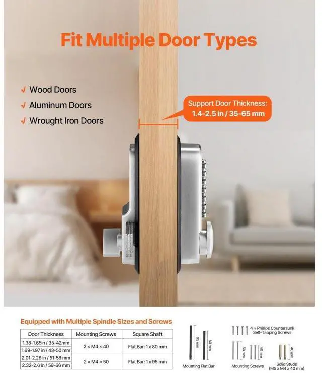 Alt view image 3 of 7 - VEVOR Mechanical Keyless Entry Door Lock 14 Key Mechanical Door Locks Single-Side