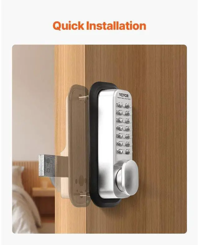 Alt view image 5 of 7 - VEVOR Mechanical Keyless Entry Door Lock 14 Key Mechanical Door Locks Single-Side