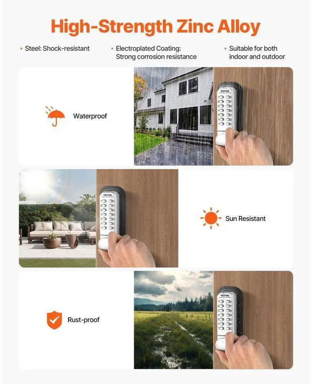 Alt view image 6 of 7 - VEVOR Mechanical Keyless Entry Door Lock 14 Key Mechanical Door Locks Single-Side