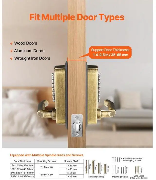 Alt view image 3 of 7 - VEVOR Mechanical Keyless Entry Door Lock 14 Key Mechanical Door Lock for Outdoor Fence
