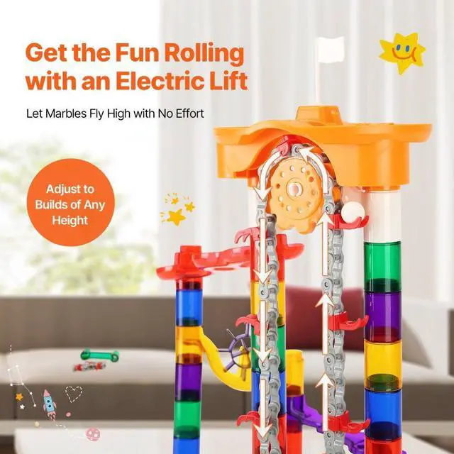 Alt view image 3 of 14 - VEVOR Marble Run Set 153 PCS with Motorized Elevator Educational Maze Gift for Kids