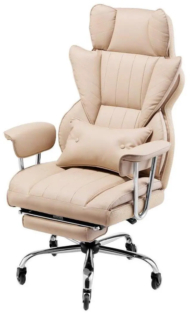 Main image of VEVOR  Executive Office Chair with Footrest, 400 lbs Capacity With Heavy Duty PU Leather Wide Office Chair, Big and Tall Reclining Office Chairs with Lumbar Support, Strong Metal Base Quiet Wheels, K