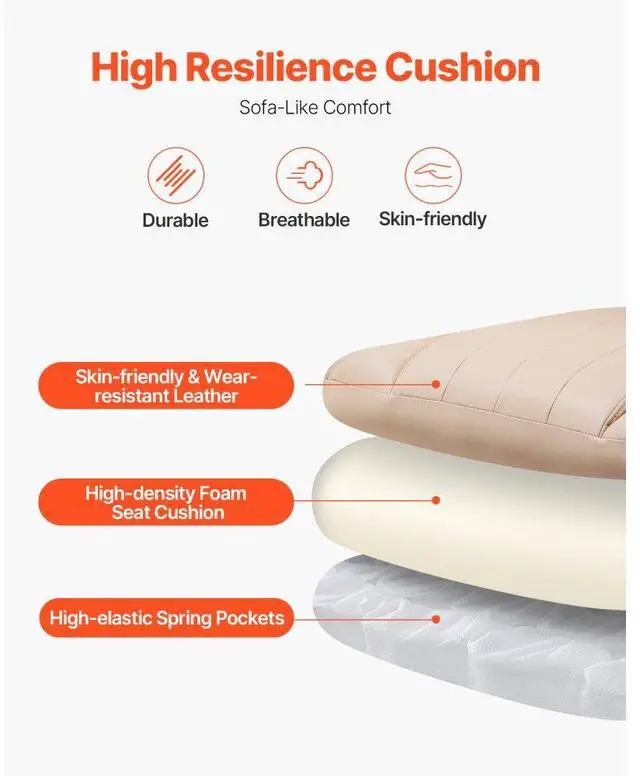 Alt view image 5 of 7 - VEVOR  Executive Office Chair with Footrest, 400 lbs Capacity With Heavy Duty PU Leather Wide Office Chair, Big and Tall Reclining Office Chairs with Lumbar Support, Strong Metal Base Quiet Wheels, K