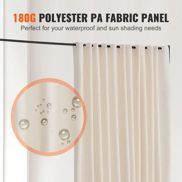 Alt view image 5 of 7 - VEVOR  Room Divider, 96×120inch Portable Panel Room Divider with Wheels Curtain Divider Stand, Room Divider Privacy Screen for Office, Bedroom, Dining Room, Study, Beige