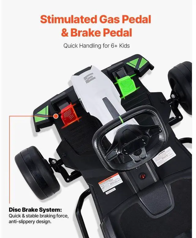 Alt view image 3 of 7 - VEVOR Electric Go Kart 24V Drift Go Cart for Kids 200W Strong Motor High Speed