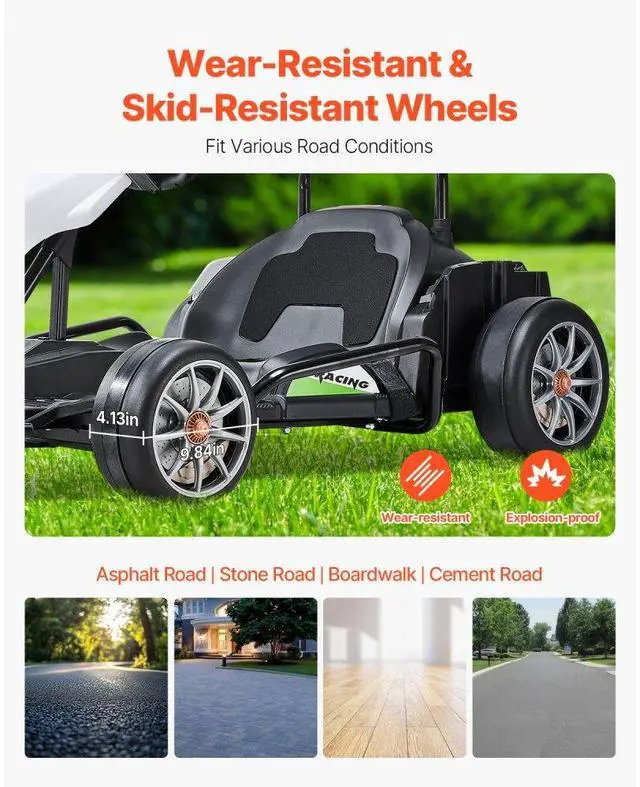 Alt view image 6 of 7 - VEVOR Electric Go Kart 24V Drift Go Cart for Kids 200W Strong Motor High Speed