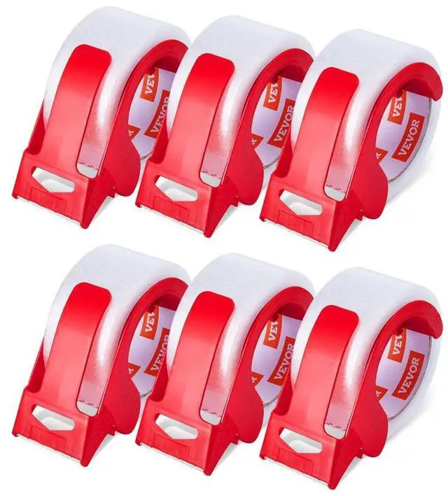 Main image of VEVOR Clear Packing Tape 6 Rolls 65 Yards Clear Shipping Tape with Dispenser 2.7 Mil