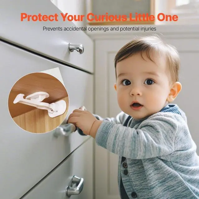 Alt view image 2 of 7 - VEVOR Cabinet Latch Locks 12 Pack Child Safety Cabinet Locks Adhesive Invisible