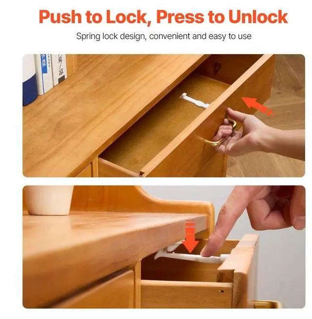 Alt view image 4 of 7 - VEVOR Cabinet Latch Locks 12 Pack Child Safety Cabinet Locks Adhesive Invisible