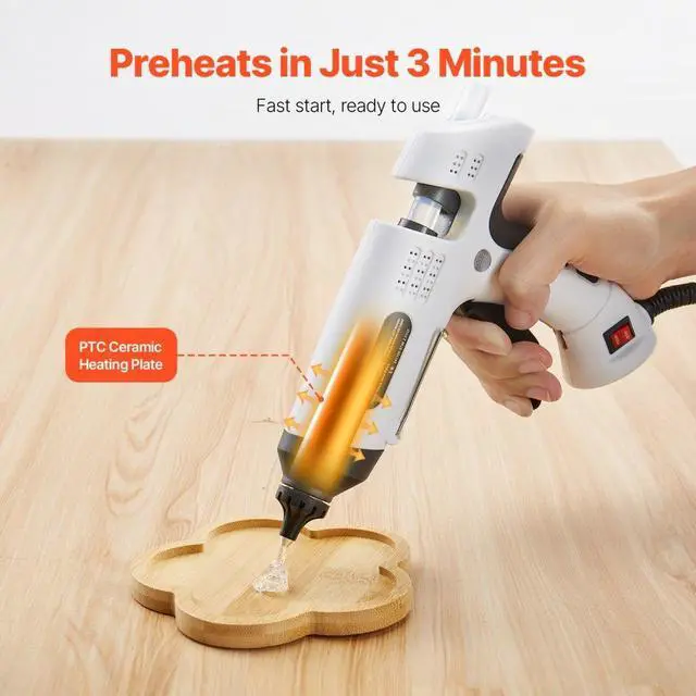 Alt view image 3 of 7 - VEVOR Hot Glue Gun, 60/100W Dual Power, Mini Hot Glue Gun with 20 Premium Glue Sticks and Oxford Cloth Bag, Fast Preheating & High Temp Melt Glue Gun for Crafts, Arts, DIY, Quick Home Repairs, White