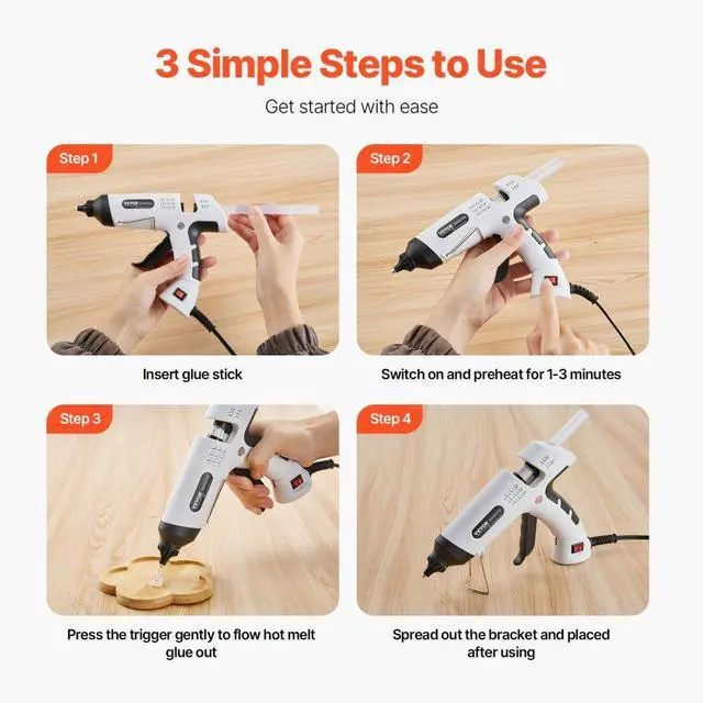 Alt view image 6 of 7 - VEVOR Hot Glue Gun, 60/100W Dual Power, Mini Hot Glue Gun with 20 Premium Glue Sticks and Oxford Cloth Bag, Fast Preheating & High Temp Melt Glue Gun for Crafts, Arts, DIY, Quick Home Repairs, White