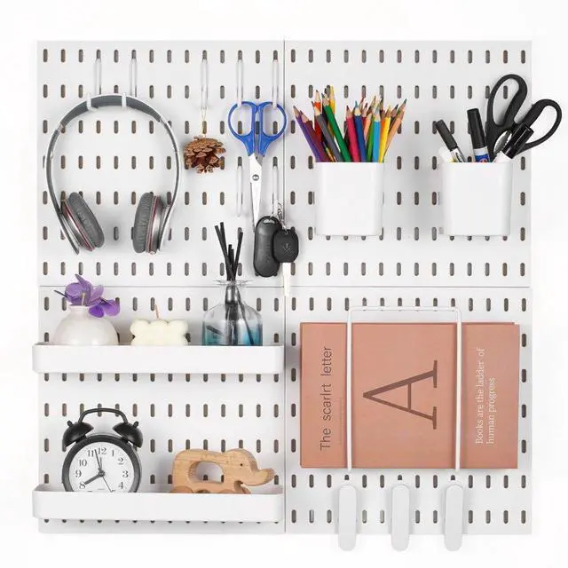 Main image of VEVOR Pegboard Combination Kit, 11" x 11" Plastic Pegboard, 4 Panels, Peg Board Wall Organizer Kit with Accessories, for Garage Tool Storage Kitchen Living Room Craft Room Office Bathroom Home, White