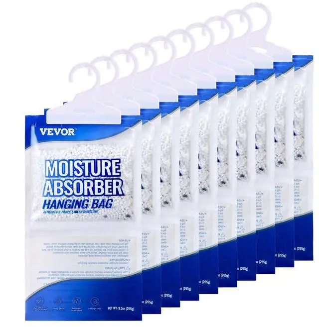 Main image of VEVOR Hanging Moisture Absorber, 9.3 oz Hanging Closet Dehumidifier Bags(10 Packs), Fragrance Free Moisture Bags in Wardrobes, Bedrooms, Bathrooms