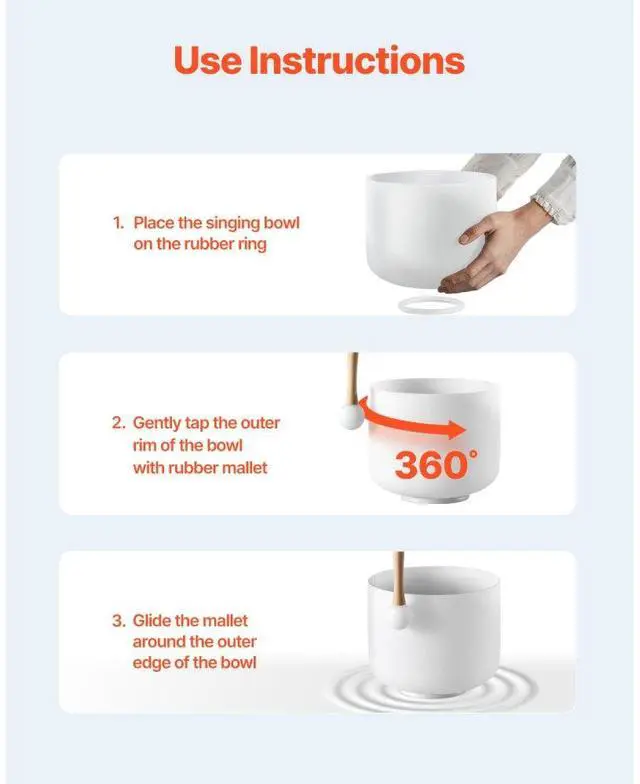 Alt view image 5 of 14 - VEVOR 2PCS Crystal Singing Bowls 8" and 10" A & F Note Singing Bowls with Carrying Bag