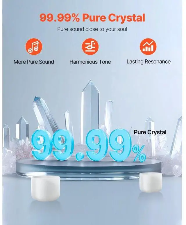 Alt view image 3 of 14 - VEVOR 2PCS Crystal Singing Bowls 8" and 10" A & F Note Singing Bowls with Carrying Bag