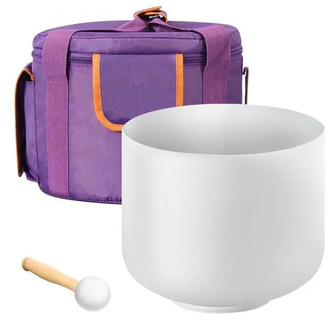 Main image of VEVOR Crystal Singing Bowl, 8-inch F Note Heart Chakra Singing Bowl, Portable Frosted Quartz Singing Bowl with Rubber Mallet, O-Ring and 8" Carrying Bag, Perfect for Meditation Yoga Sound Healing Bath