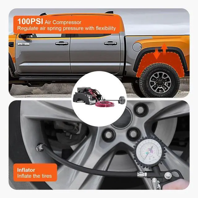 Alt view image 5 of 7 - VEVOR Air Shock Controller Kit 12V 100PSI Wireless On Board Air Compressor System