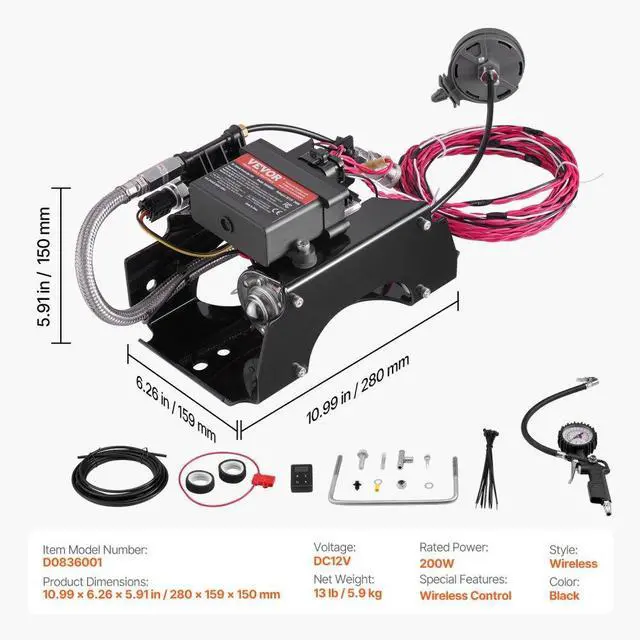 Alt view image 7 of 7 - VEVOR Air Shock Controller Kit 12V 100PSI Wireless On Board Air Compressor System