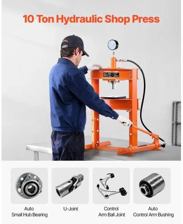 Alt view image 2 of 7 - VEVOR 10 T Hydraulic Shop Press Hydraulic Press with Press Plate for Bending