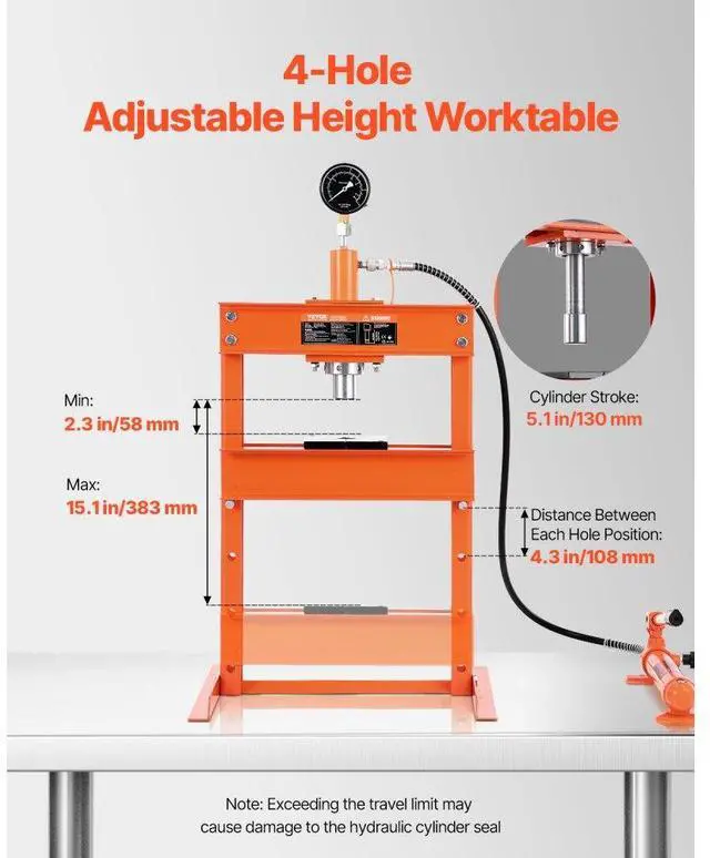 Alt view image 3 of 7 - VEVOR 10 T Hydraulic Shop Press Hydraulic Press with Press Plate for Bending