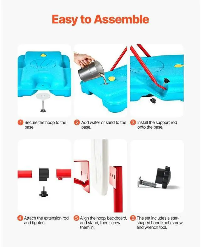 Alt view image 4 of 14 - VEVOR Kids Basketball Hoop Height Adjustable Portable Basketball Court for Kid Outdoor