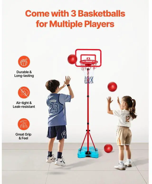 Alt view image 5 of 14 - VEVOR Kids Basketball Hoop Height Adjustable Portable Basketball Court for Kid Outdoor