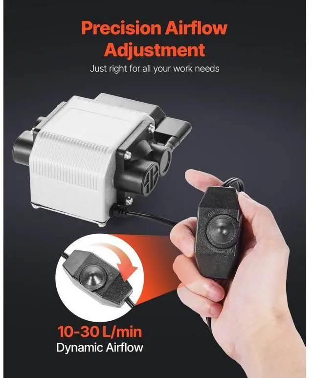 Alt view image 6 of 7 - VEVOR Air Assist Adjustable 30 L/min Airflow Air Pump Kit for Laser Engraver Cutter