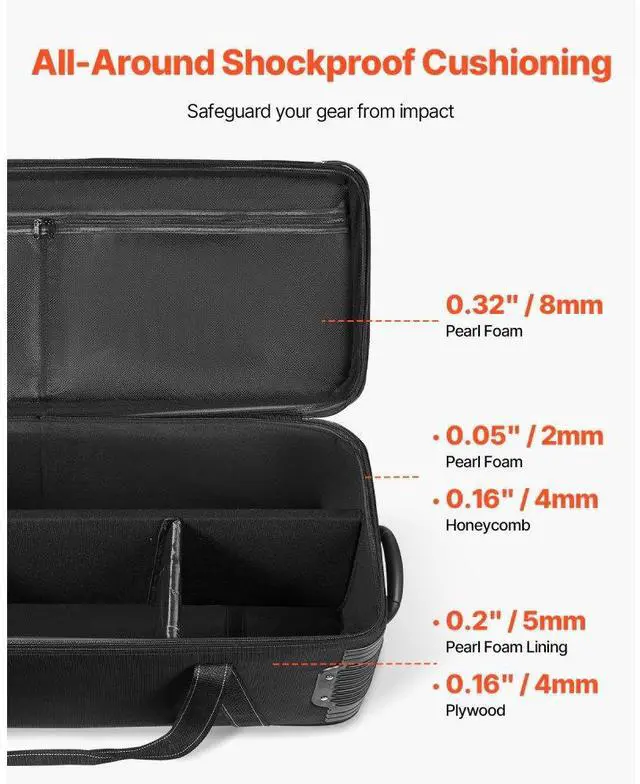 Alt view image 5 of 7 - VEVOR Studio Equipment Trolley Case 39.37 x 14.96 x 12.60 in Rolling Camera Carry Bag