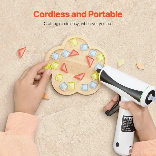 Alt view image 2 of 7 - VEVOR Hot Glue Gun, Rechargeable Cordless Glue Gun, Mini Wireless Hot Glue Gun Kit with 2200mAh Battery, 20 Pcs Glue Sticks, Fast Preheating & High Temp, for Crafts, Arts, DIY, Quick Home Repairs