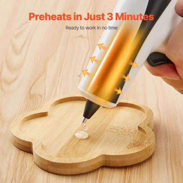 Alt view image 3 of 7 - VEVOR Hot Glue Gun, Rechargeable Cordless Glue Gun, Mini Wireless Hot Glue Gun Kit with 2200mAh Battery, 20 Pcs Glue Sticks, Fast Preheating & High Temp, for Crafts, Arts, DIY, Quick Home Repairs
