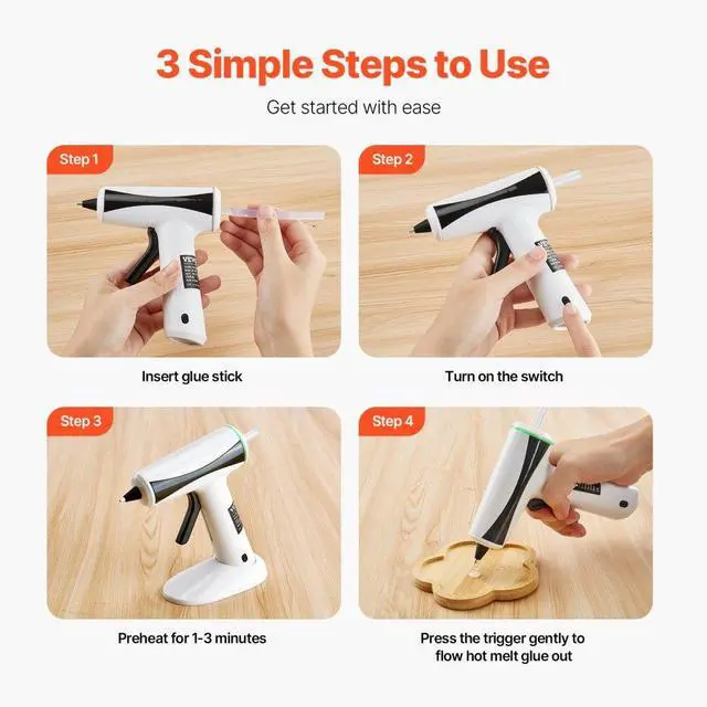 Alt view image 6 of 7 - VEVOR Hot Glue Gun, Rechargeable Cordless Glue Gun, Mini Wireless Hot Glue Gun Kit with 2200mAh Battery, 20 Pcs Glue Sticks, Fast Preheating & High Temp, for Crafts, Arts, DIY, Quick Home Repairs