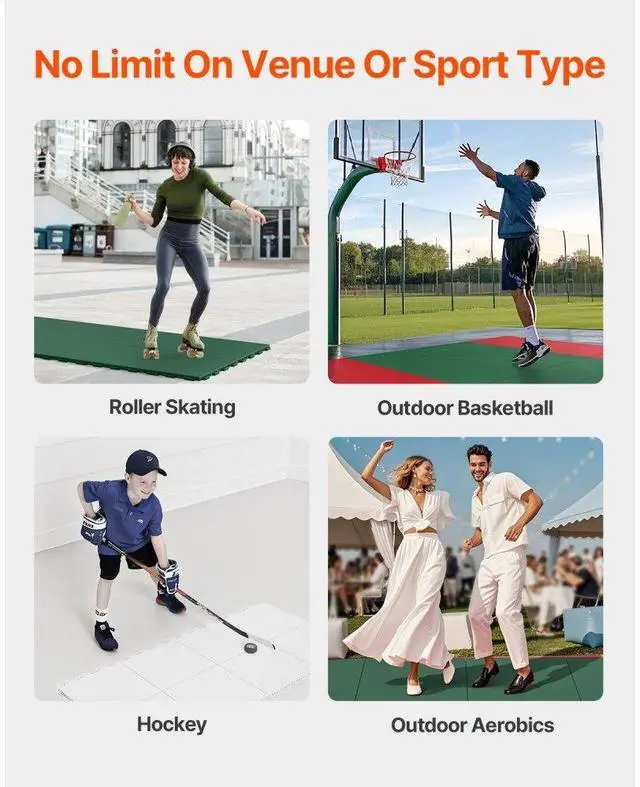 Alt view image 4 of 14 - VEVOR Dryland Tiles for Hockey Floor Mat, 12.4 x 12.4 in Interlocking Versatile Training Surface, 8 PCS Interlocking PP Puzzle Dance Floor Tiles, Hockey Training Equipment Board for Shooting, Ash Gray