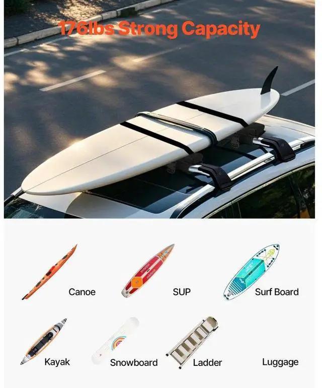 Alt view image 4 of 7 - VEVOR Roof Rack Pads for Crossbar 176lbs Load Capacity for Kayak Canoe Surfboard