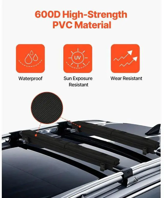 Alt view image 6 of 7 - VEVOR Roof Rack Pads for Crossbar 176lbs Load Capacity for Kayak Canoe Surfboard
