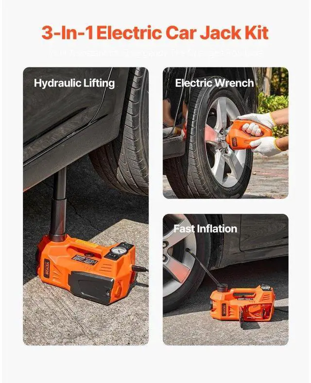 Alt view image 2 of 7 - VEVOR Electric Car Jack 5 Tons /11000 lbs Jack kit with Electric Impact Wrench