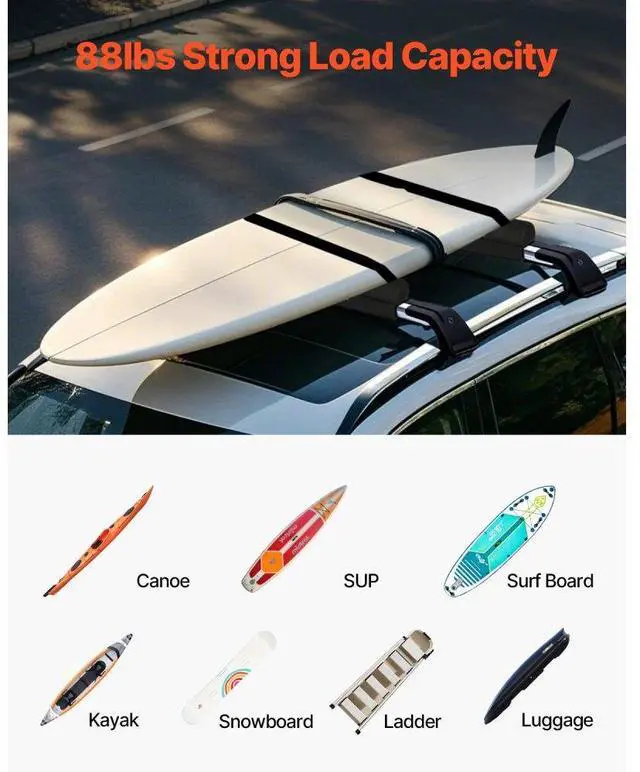Alt view image 4 of 7 - Roof Rack Pads for Crossbar 88lbs Load Capacity for Kayak Canoe Surfboard