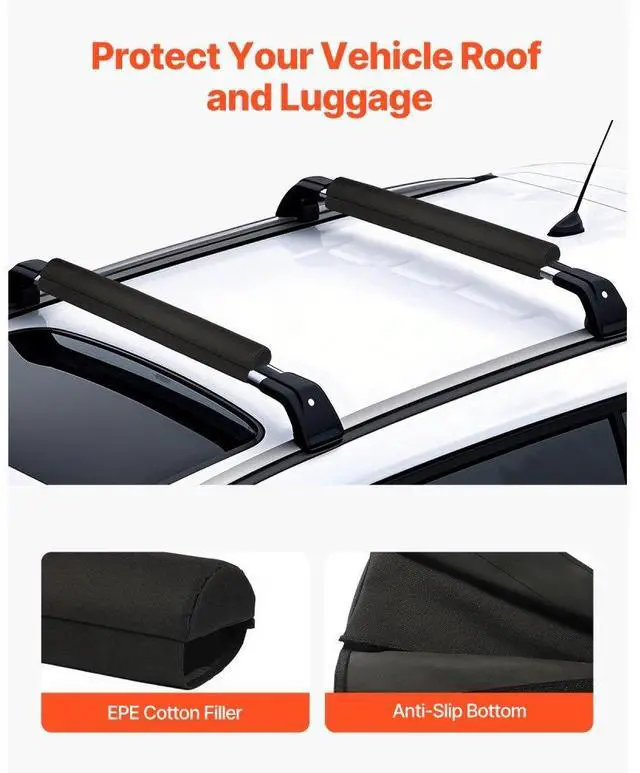 Alt view image 5 of 7 - Roof Rack Pads for Crossbar 88lbs Load Capacity for Kayak Canoe Surfboard