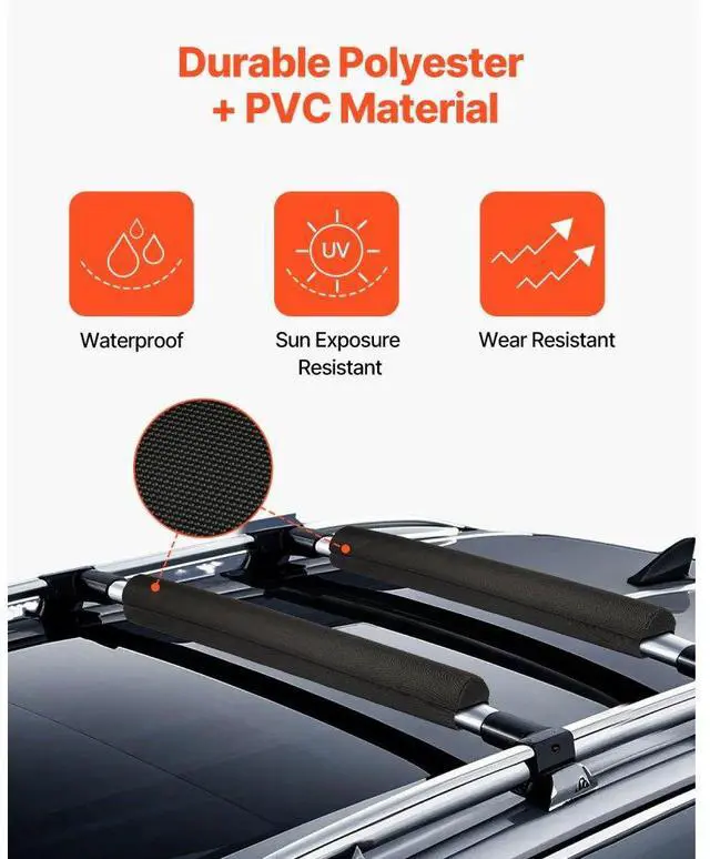Alt view image 6 of 7 - Roof Rack Pads for Crossbar 88lbs Load Capacity for Kayak Canoe Surfboard