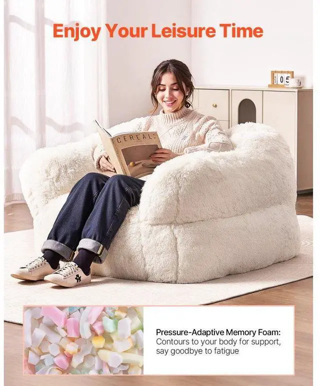 Alt view image 3 of 7 - VEVOR Bean Bag Chair BeanBag Sofa Chair with Armrests for Adults Plush Beige