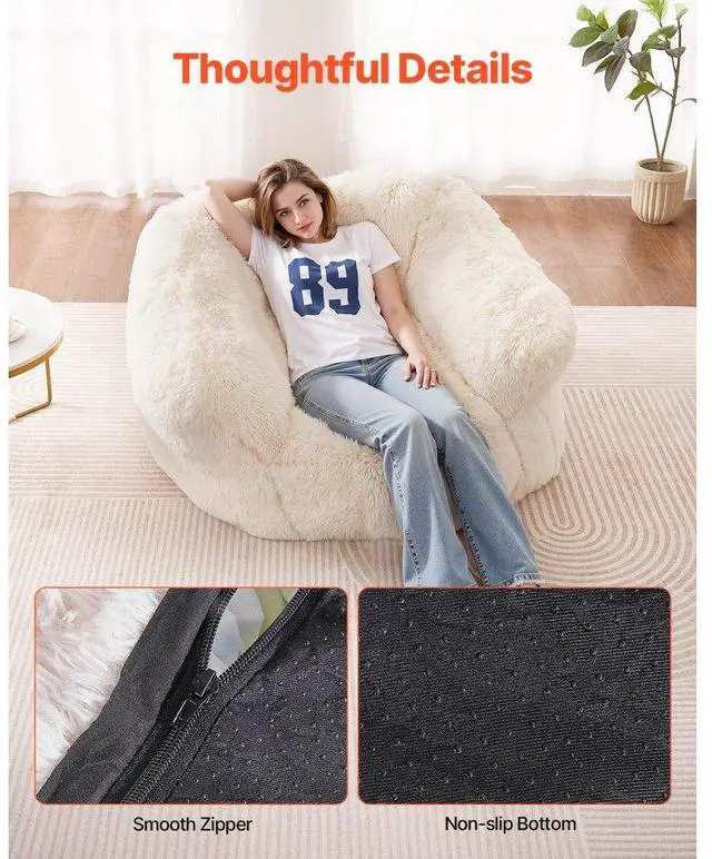 Alt view image 5 of 7 - VEVOR Bean Bag Chair BeanBag Sofa Chair with Armrests for Adults Plush Beige