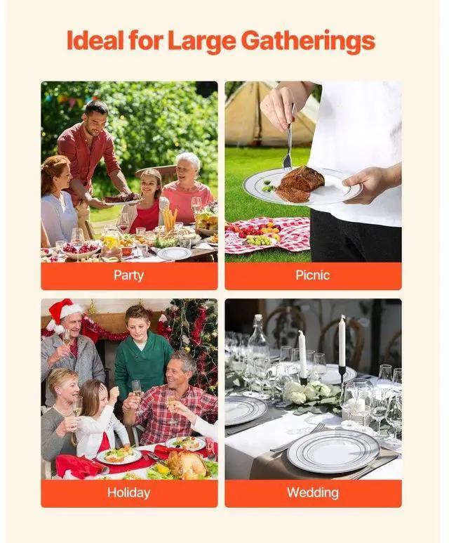 Alt view image 6 of 7 - VEVOR Plastic Disposable Plates 350 Pcs Plastic Dinnerware Set for Party and Wedding